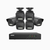 H500P - 3K 8 Channel 6 Cameras PoE Security System, Color & IR Night Vision, 3072*1728 Resolution, f/1.6 Aperture (0.005 Lux), Human & Vehicle Detection, Built-in Microphone,IP67